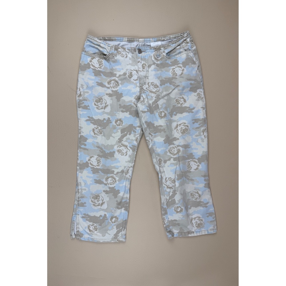 Jordache 7/8 Cropped Pants Floral Camo Y2K Cotton Rose Print Capris